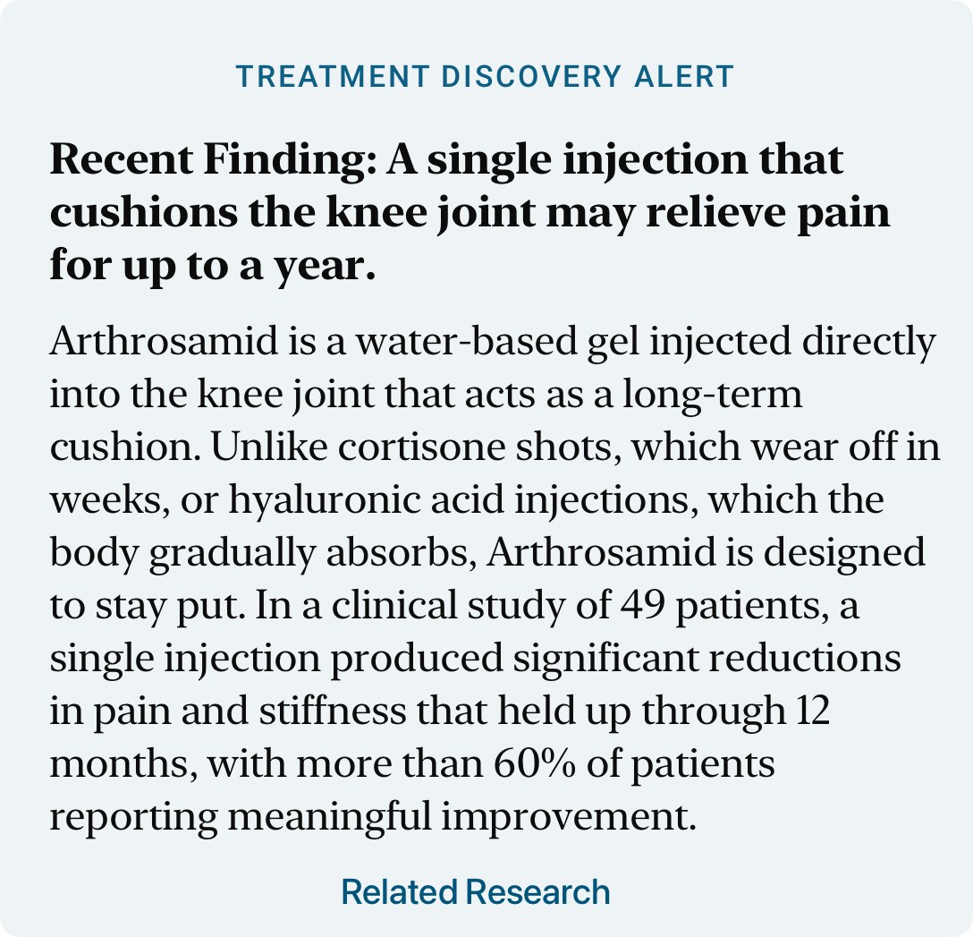 A HealthScout Treatment Discovery Alert card.
